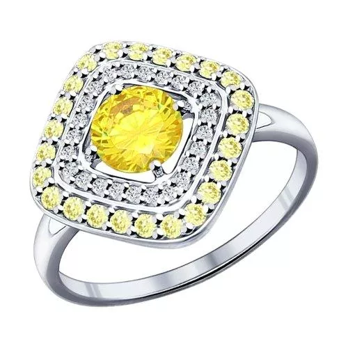 Кольцо из серебра с жёлтыми фианитами