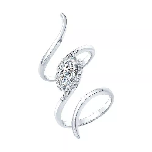 Кольцо из серебра с фианитами