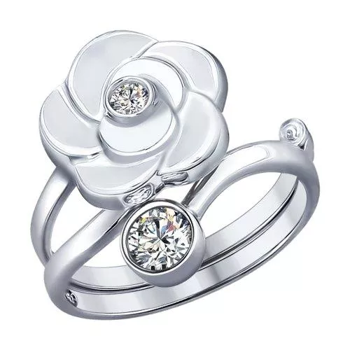 Кольцо-трансформер из серебра с фианитами