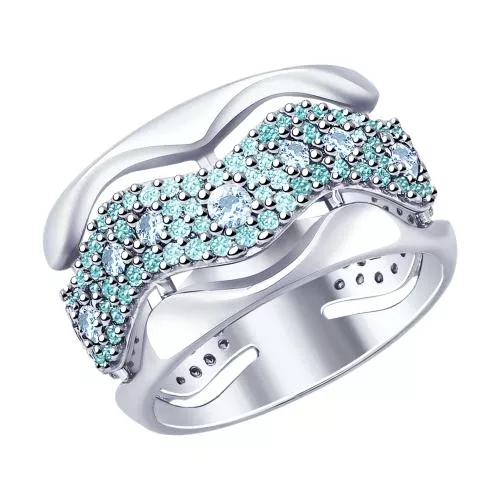 Кольцо из серебра с фианитами