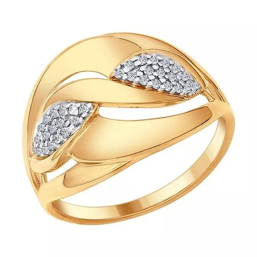 Кольцо из золочёного серебра с фианитами