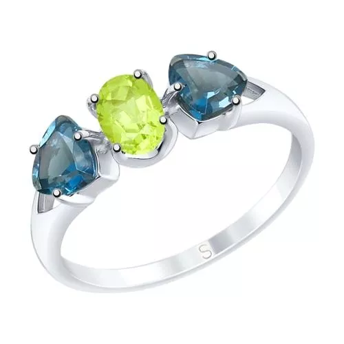 Кольцо из серебра с полудрагоценными вставками