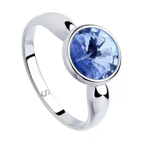 Кольцо из серебра с синим кристаллом Swarovski