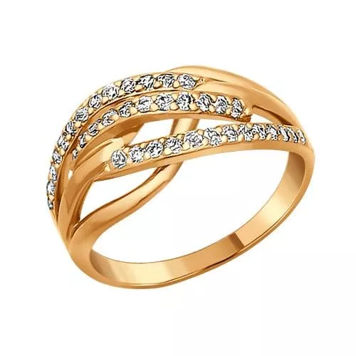 Кольцо из золочёного серебра с фианитами