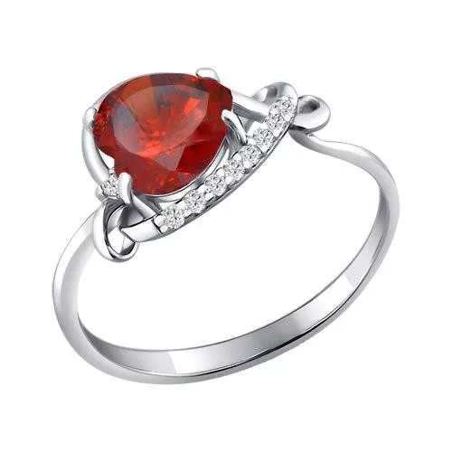Кольцо с гранатом серебряное