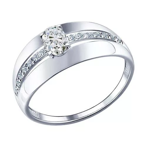 Кольцо из серебра с фианитами