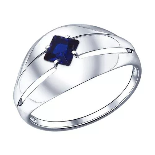 Кольцо из серебра с синим фианитом
