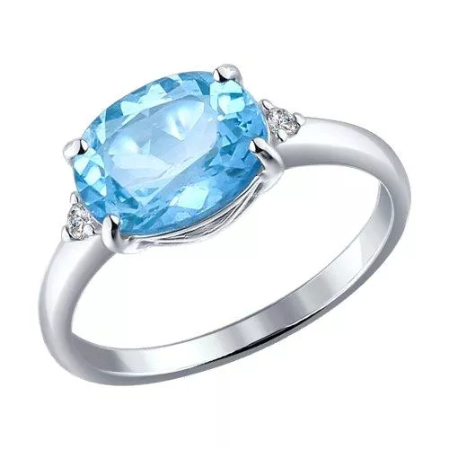 Кольцо из серебра с топазом и фианитами