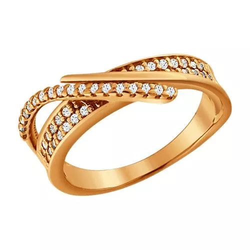 Кольцо из золочёного серебра с фианитами