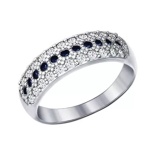 Серебряное кольцо с черными фианитами