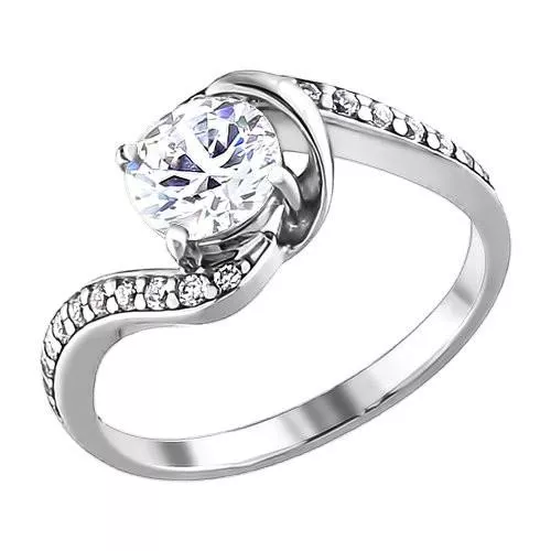 Кольцо из серебра с фианитами