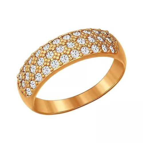 Кольцо из золочёного серебра с фианитами