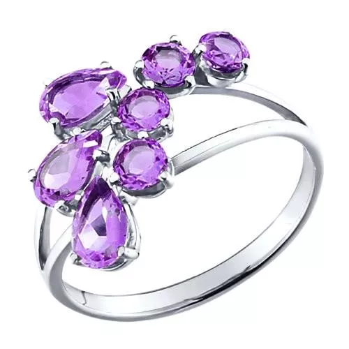 Кольцо из серебра c аметистами «Гладиолус»