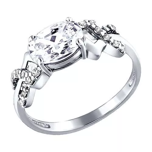 Кольцо из серебра с фианитами