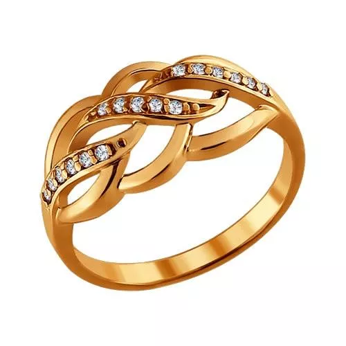 Кольцо из золочёного серебра с фианитами