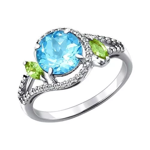 Кольцо из серебра с миксом камней