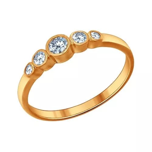 Кольцо «Зимние ягоды» из золочёного серебра с фианитами