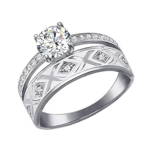 Кольцо из серебра с эмалью с фианитами