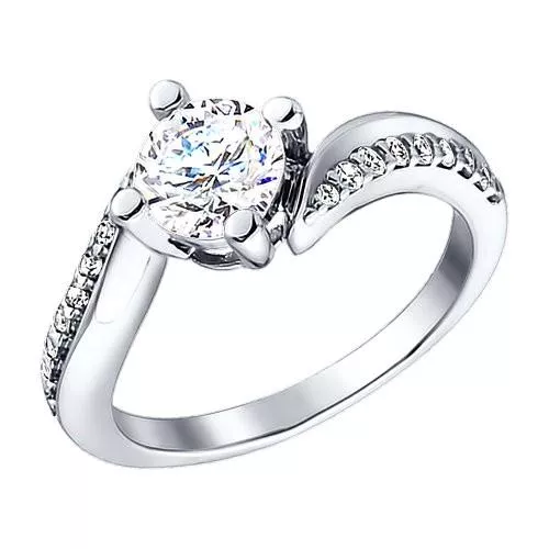 Кольцо из серебра с фианитами