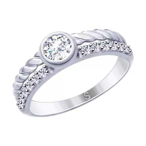 Кольцо из серебра с фианитами