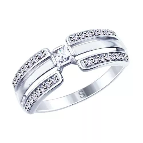 Кольцо из серебра с фианитами