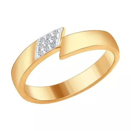 Кольцо из золочёного серебра с фианитами