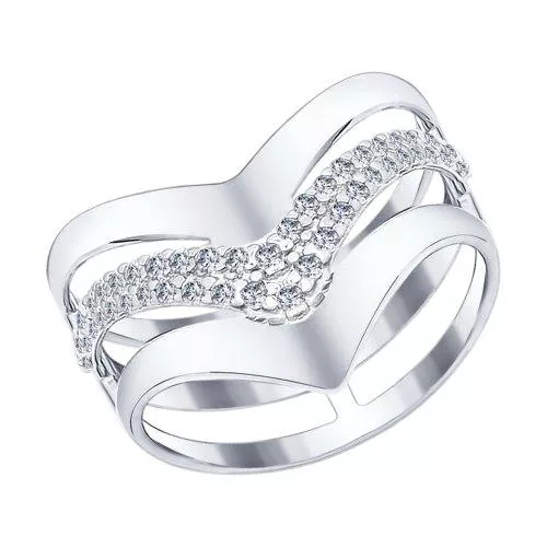 Кольцо из серебра с фианитами