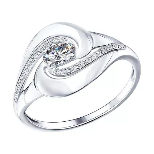 Кольцо из серебра с фианитами