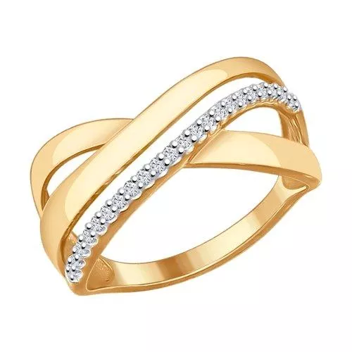 Кольцо из золочёного серебра с фианитами