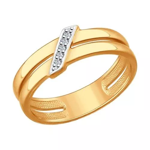 Кольцо из золочёного серебра с фианитами