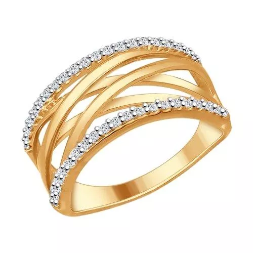 Кольцо из золочёного серебра с фианитами