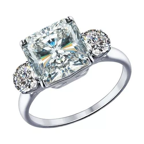 Кольцо из серебра с фианитами