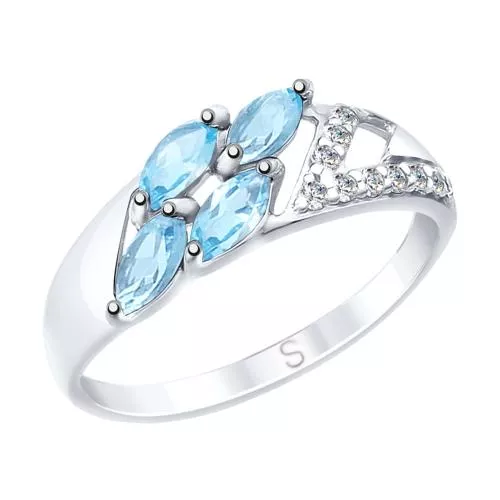 Кольцо из серебра с топазами и фианитами