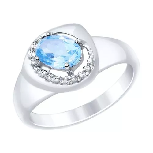 Кольцо из серебра с топазом и фианитами