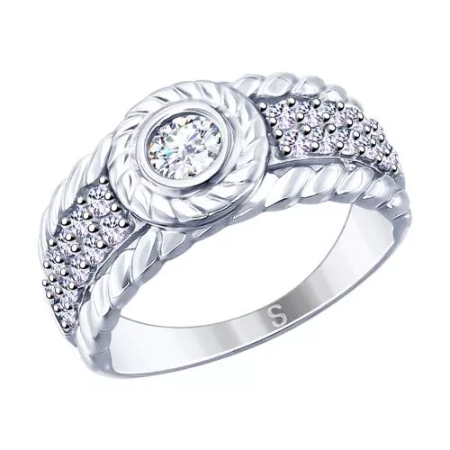 Кольцо из серебра с фианитами