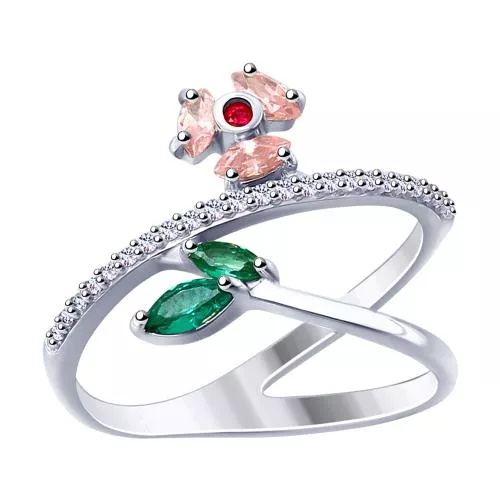 Кольцо из серебра с фианитами