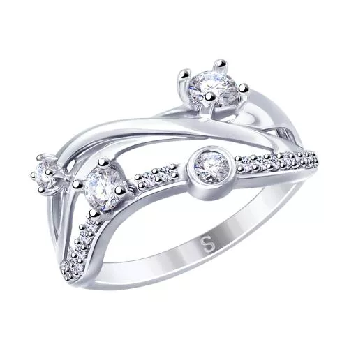 Кольцо из серебра с фианитами