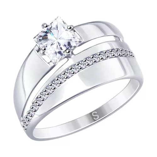 Кольцо из серебра с фианитами