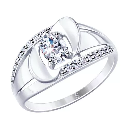 Кольцо из серебра с фианитами