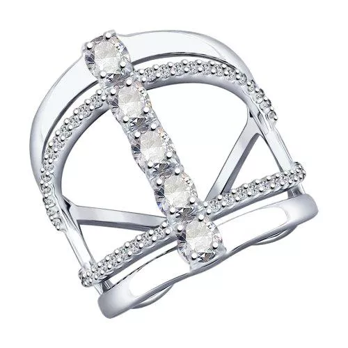 Кольцо из серебра с фианитами