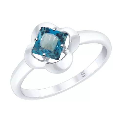 Кольцо из серебра с синим топазом