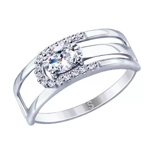 Кольцо из серебра с фианитами