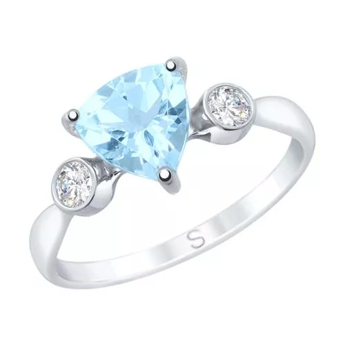 Кольцо из серебра с топазом и фианитами