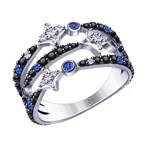 Кольцо из серебра с фианитами