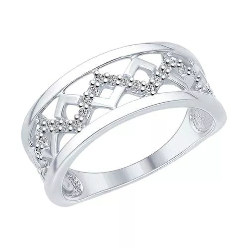 Кольцо из серебра с фианитами