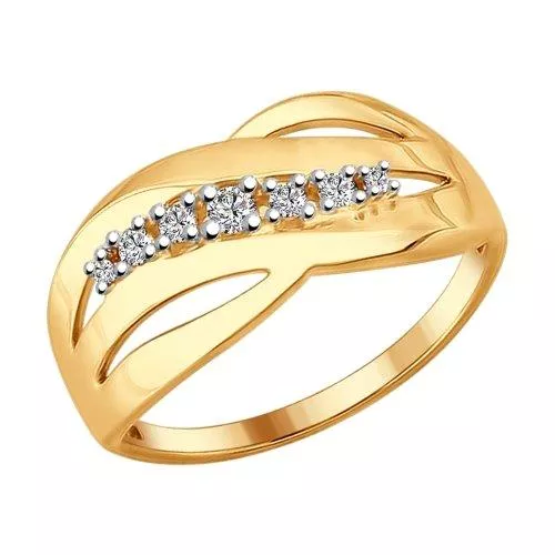 Кольцо из золочёного серебра с фианитами