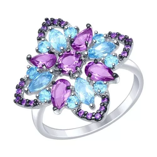 Кольцо из серебра с миксом камней