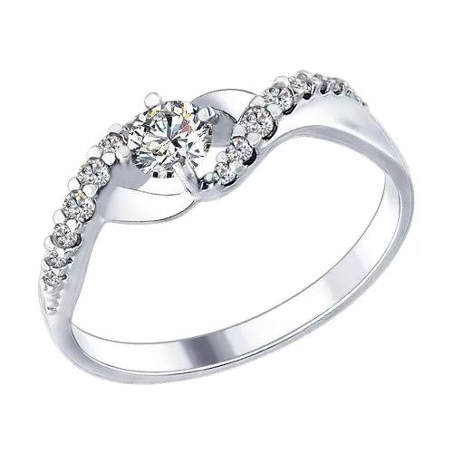 Кольцо из серебра с фианитами