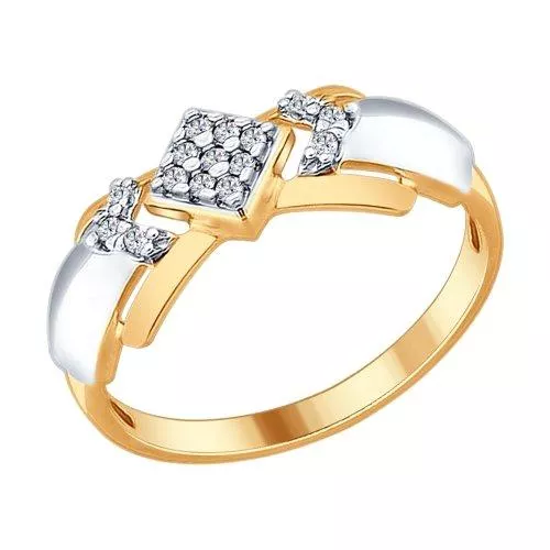 Кольцо из золочёного серебра с фианитами