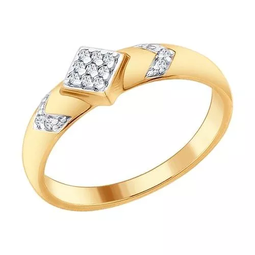 Кольцо из золочёного серебра с фианитами